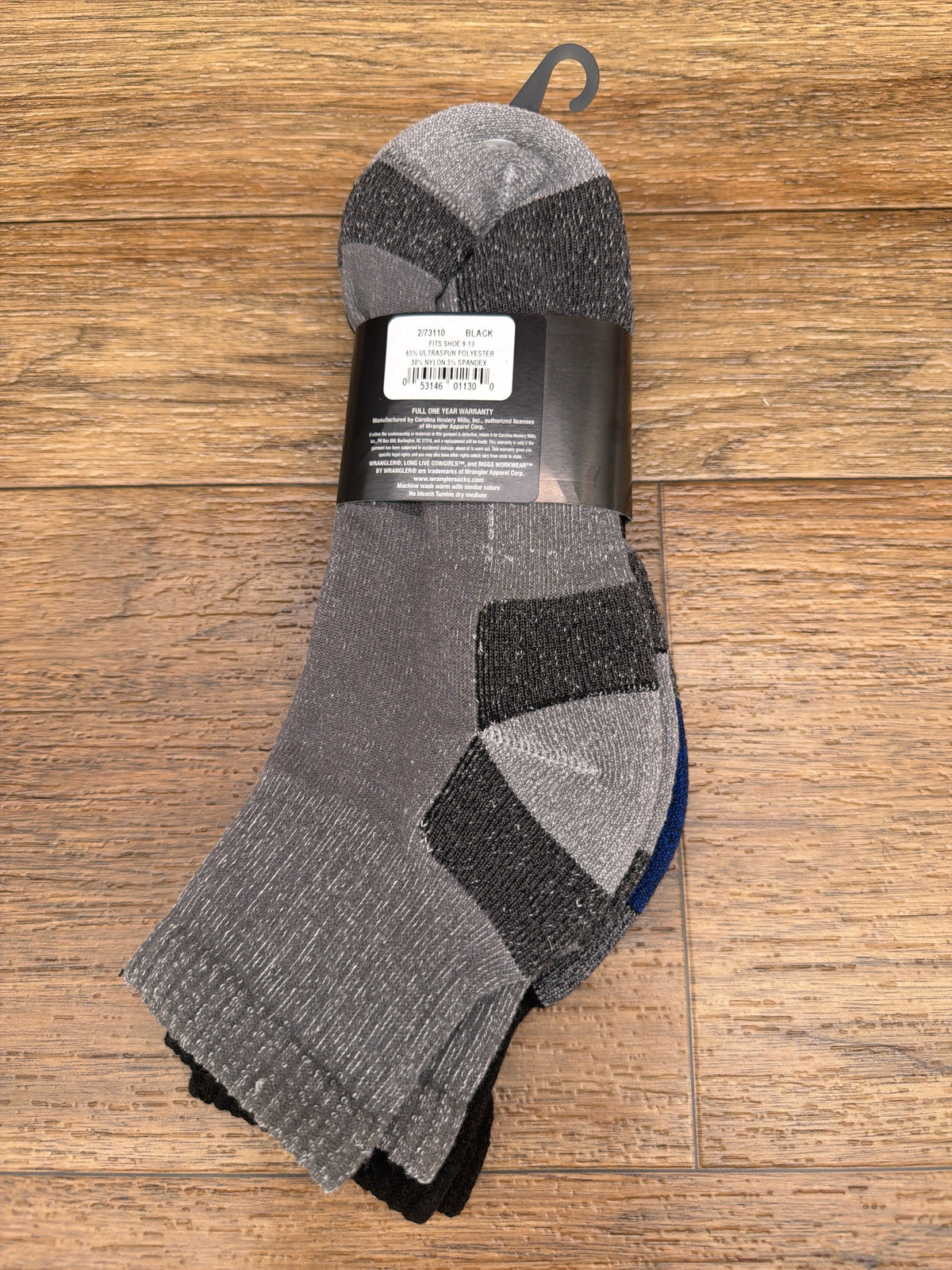 ATG Ultra-Dri Socks 2 Pair Pack in Black by Wrangler - back label