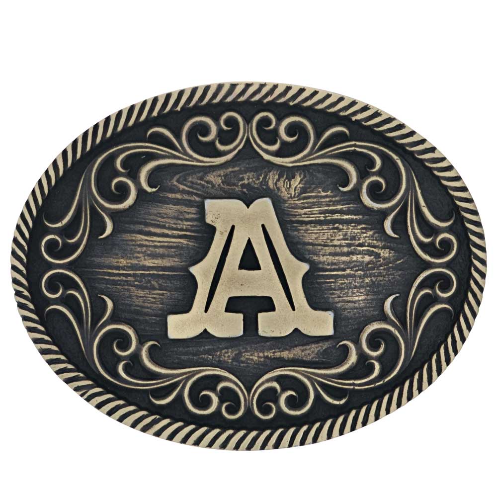 Montana Silversmiths Initial T Western Belt Buckle - Western Belt Buckles