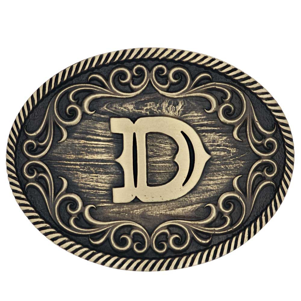 a915 Filigree Initial Attitude Buckle by Montana Silversmiths