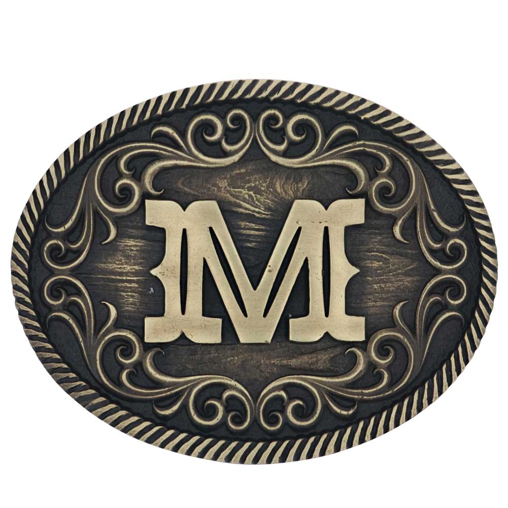 a915 Filigree Initial Attitude Buckle by Montana Silversmiths