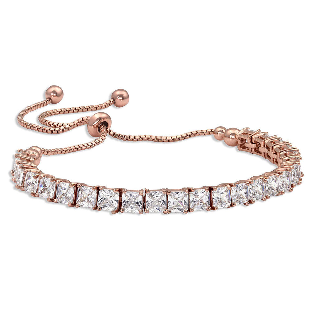 bc3873rg Squarely a Rose Gold Tennis Bolo Bracelet by Montana Silversmiths