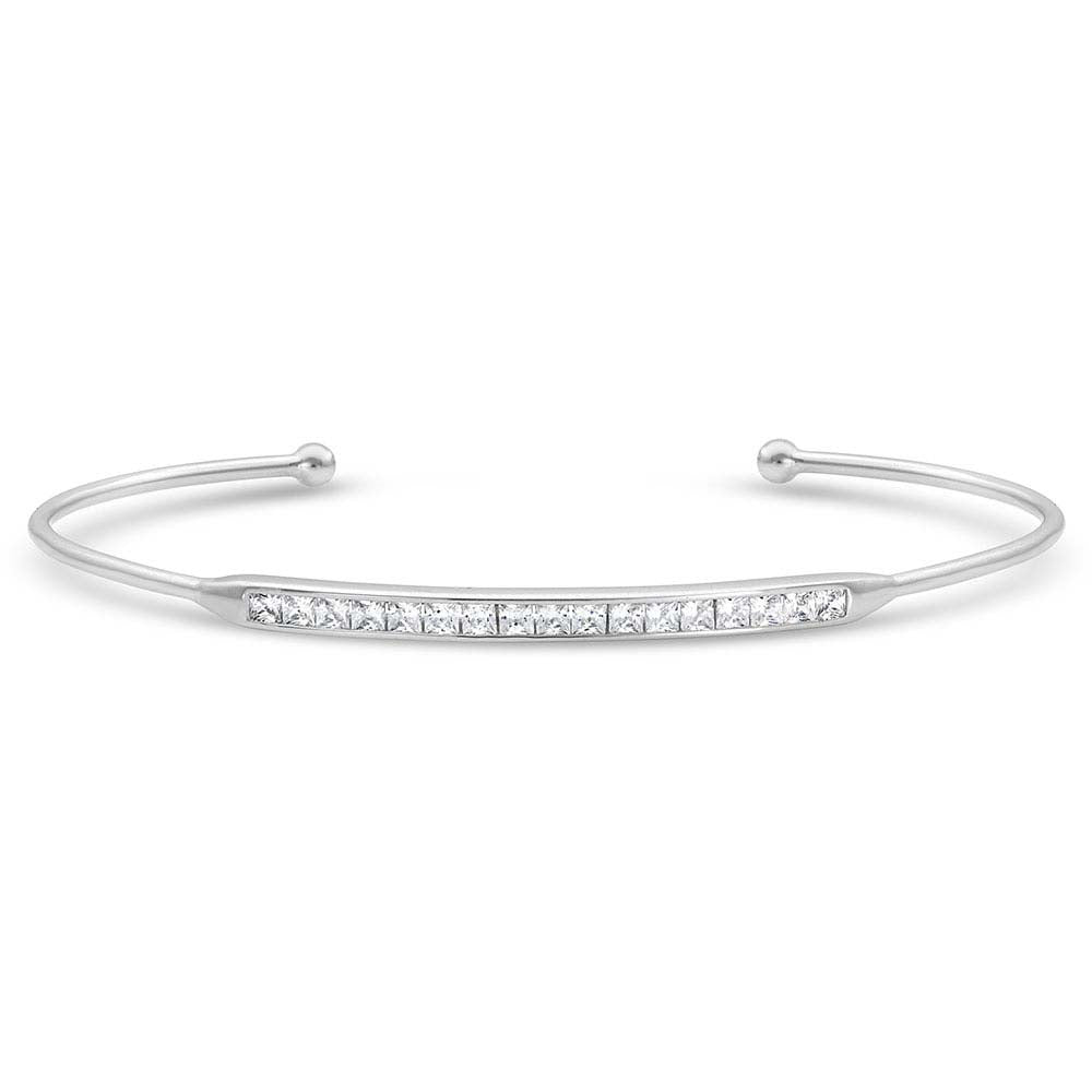 bc4456 Minimal Clear Stone Bar Cuff Bracelet by Montana Silversmiths