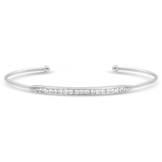 bc4456 Minimal Clear Stone Bar Cuff Bracelet by Montana Silversmiths