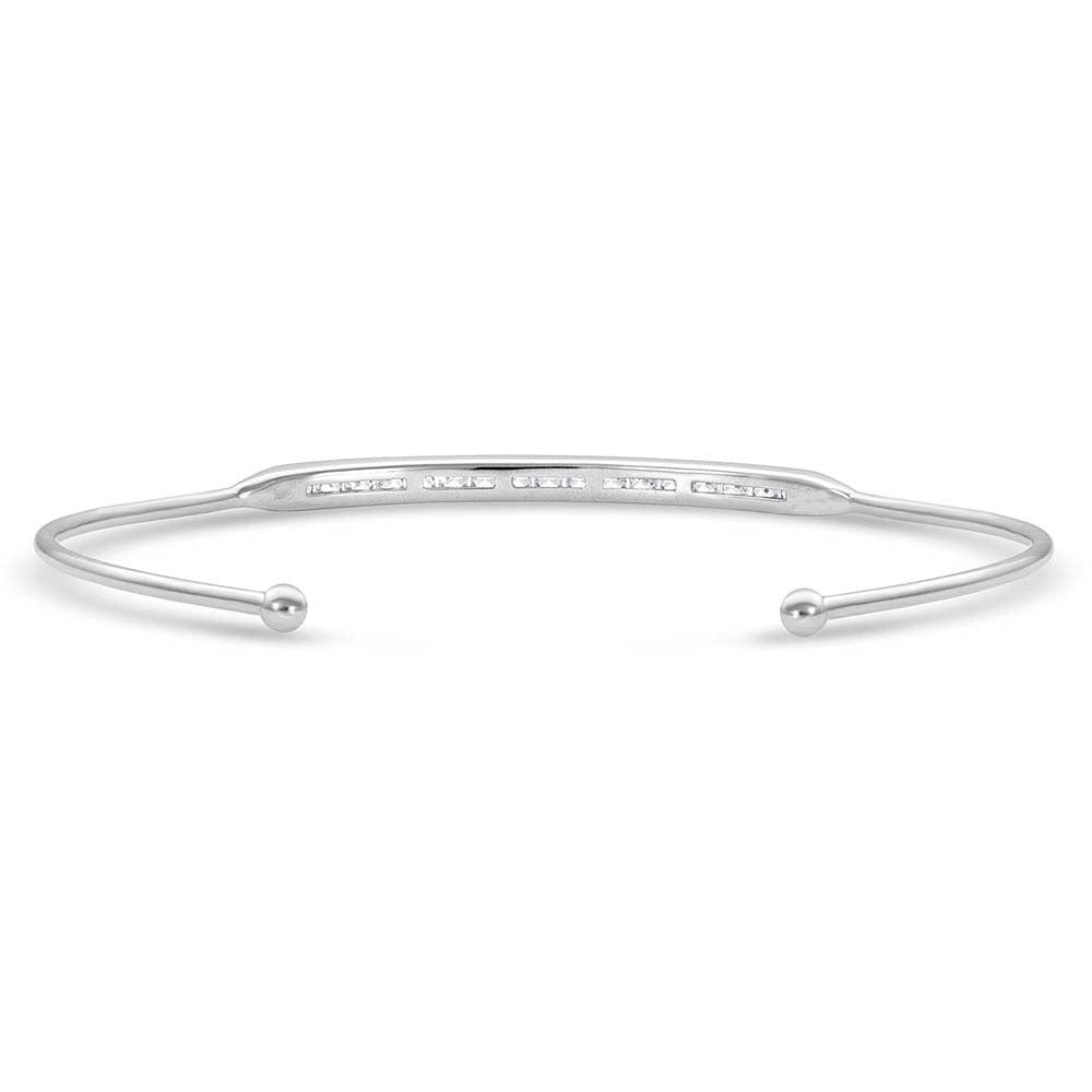 bc4456 Minimal Clear Stone Bar Cuff Bracelet by Montana Silversmiths