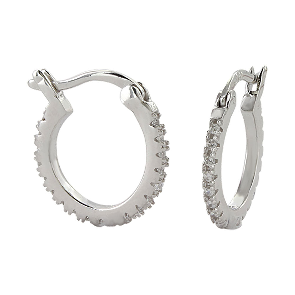 er3876 Small Clear Stone Hoop Earrings by Montana Silversmiths