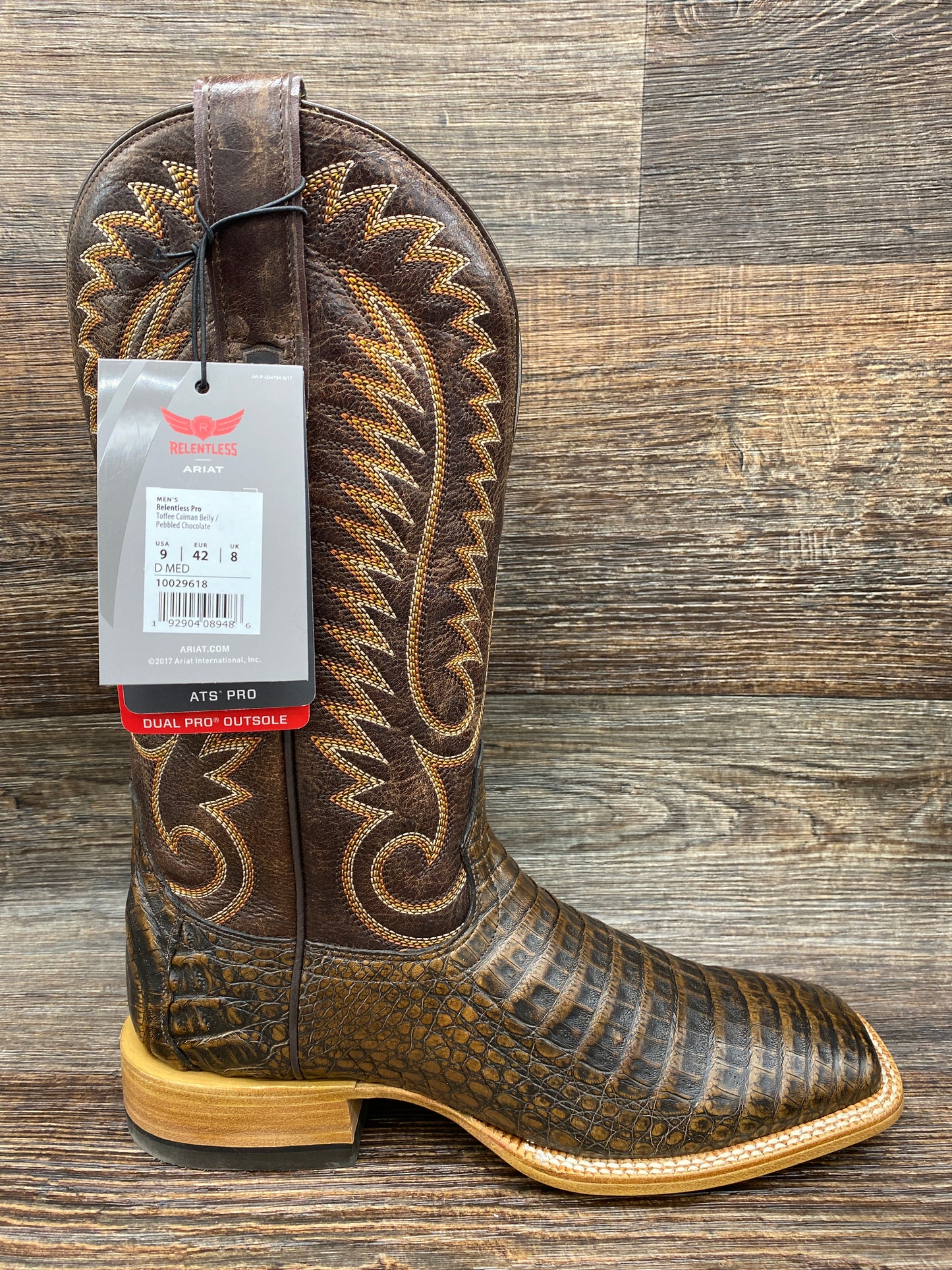 10029618 Men's Relentless Pro Caiman Belly Square Toe Boot by Ariat