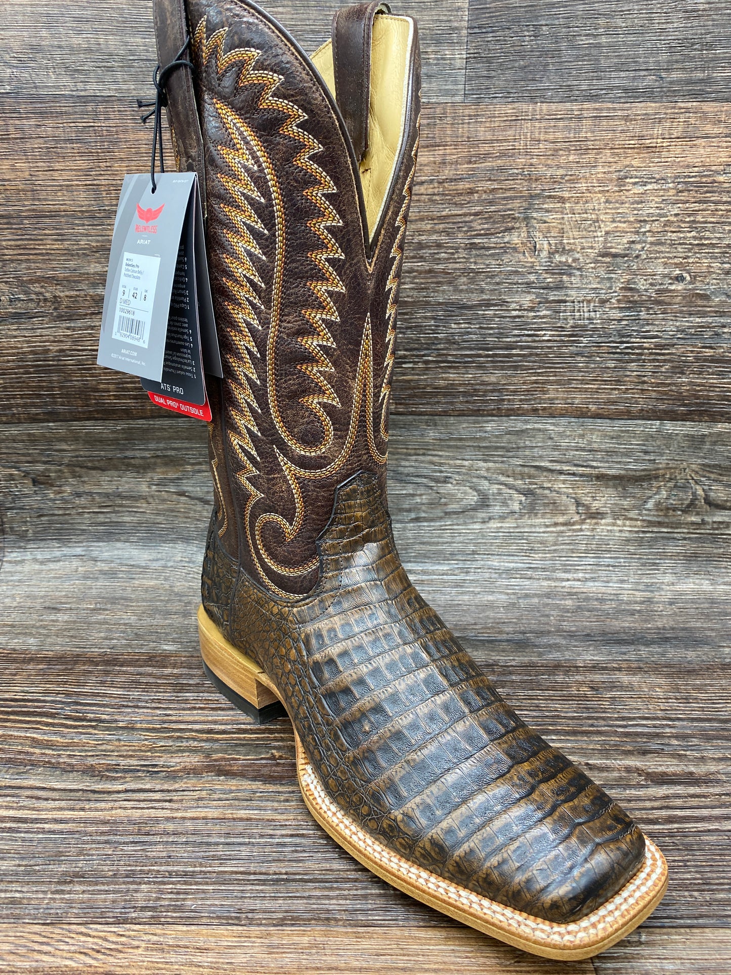 10029618 Men's Relentless Pro Caiman Belly Square Toe Boot by Ariat