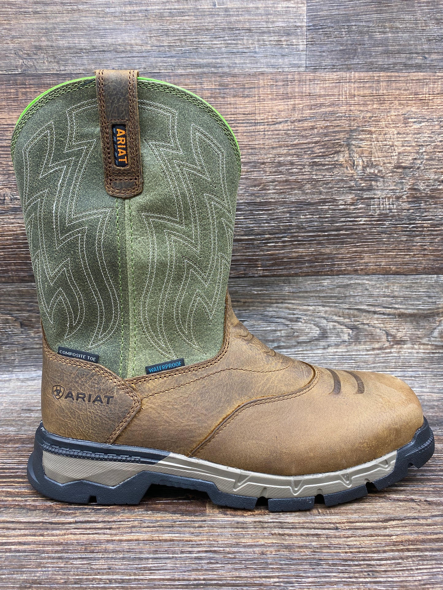 10021486 Men's Rebar Composite Toe Slip on Waterproof Work Boot by Ariat
