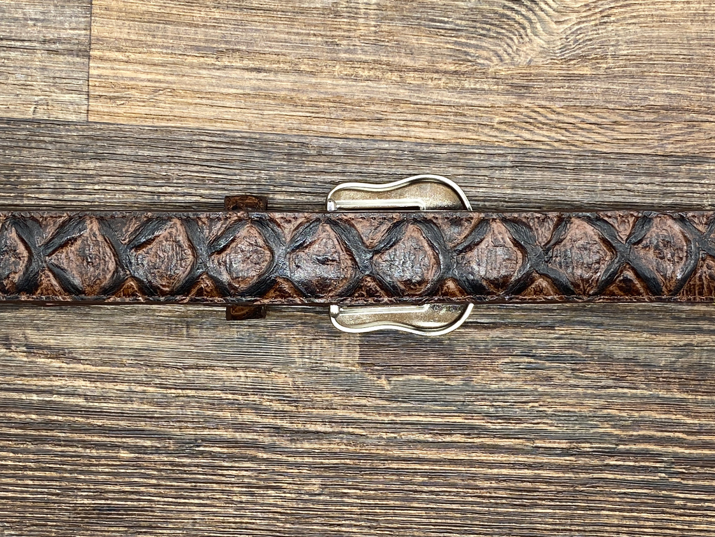 158h Brown Exotic Print belt by Cowtown
