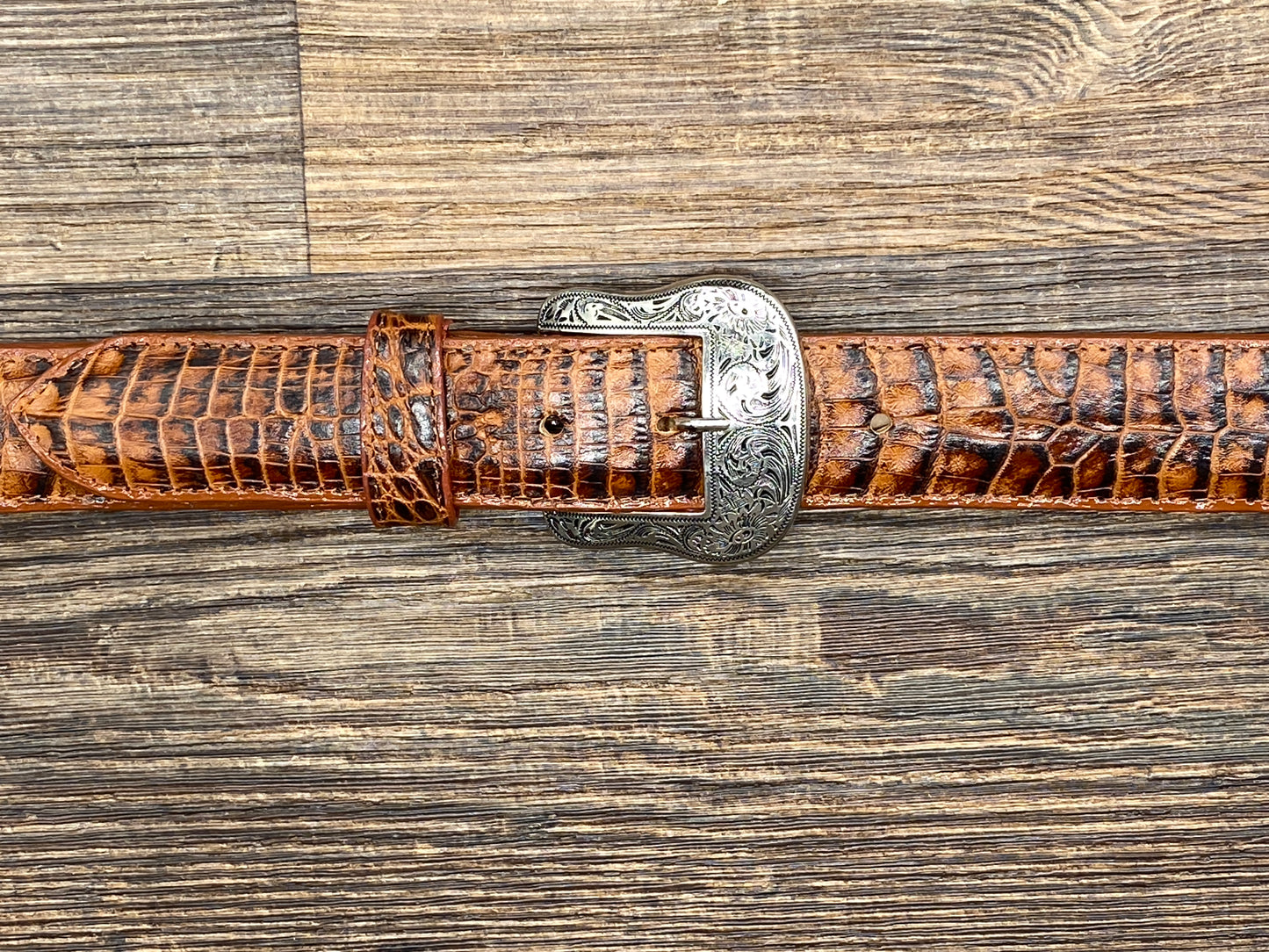 6074h Cognac Exotic Print Belt by Cowtown