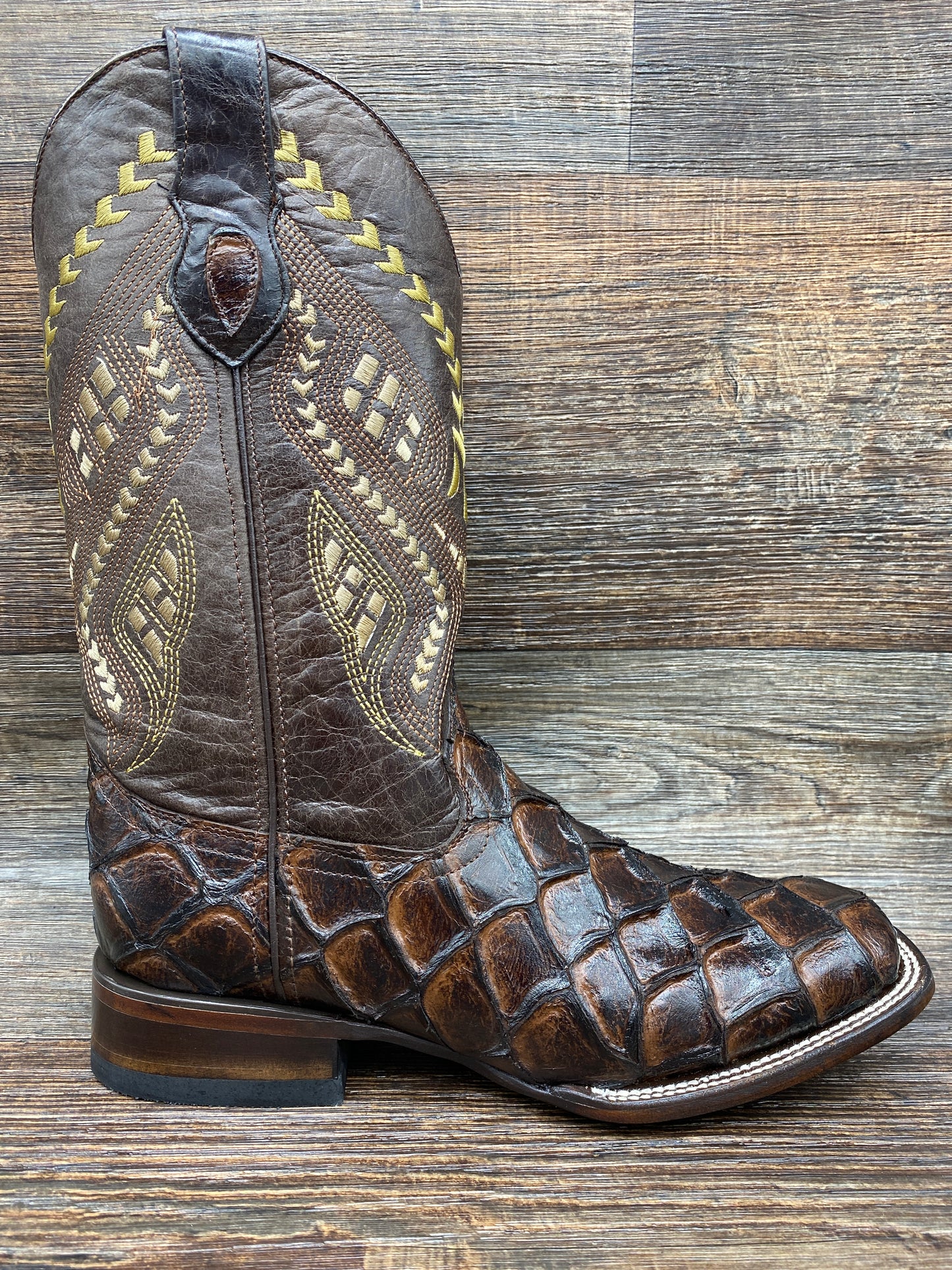 4339309 Men's Bronco Pirarucu Print Square Toe Boot by Ferrini