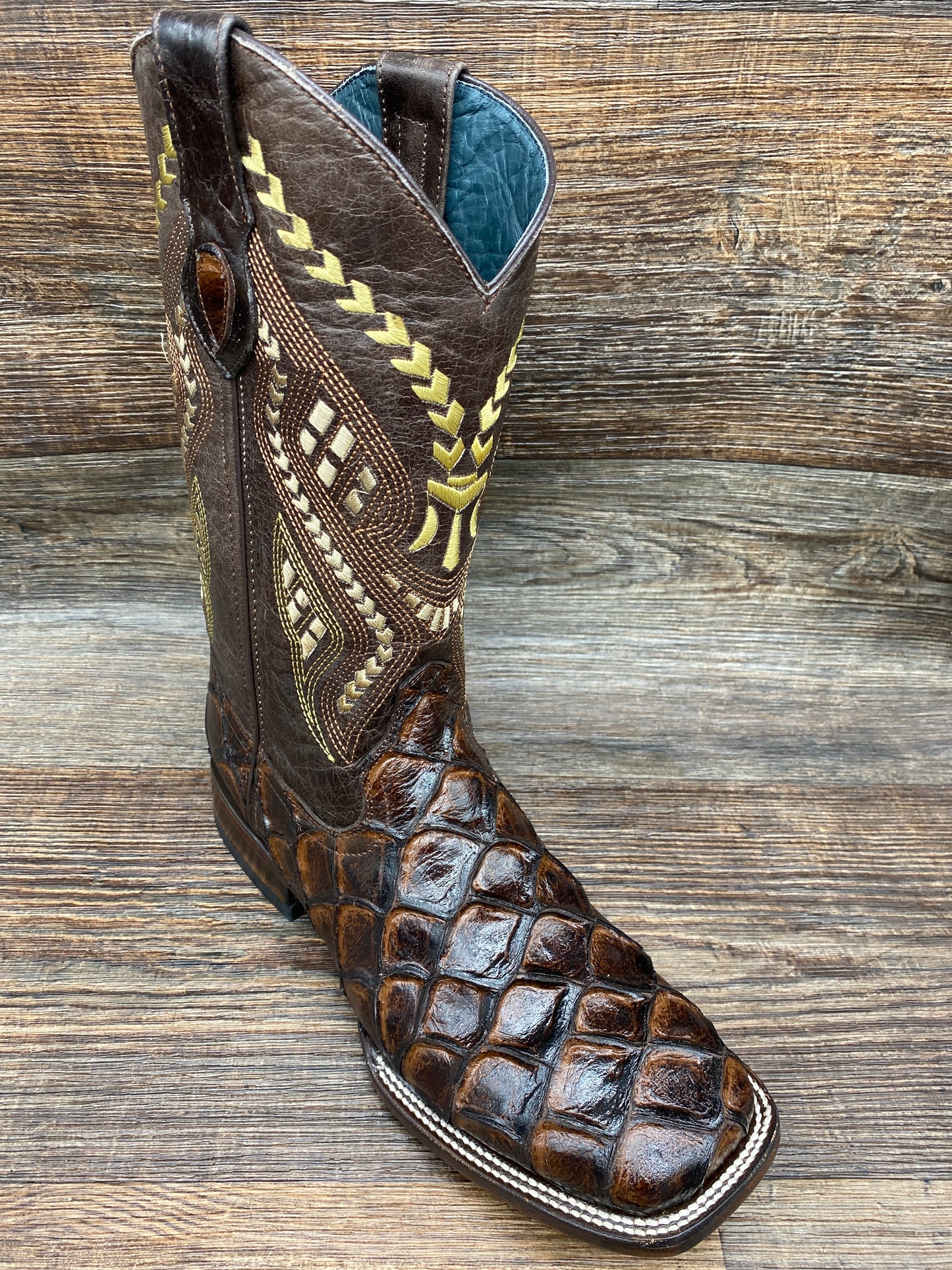 4339309 Men's Bronco Pirarucu Print Square Toe Boot by Ferrini