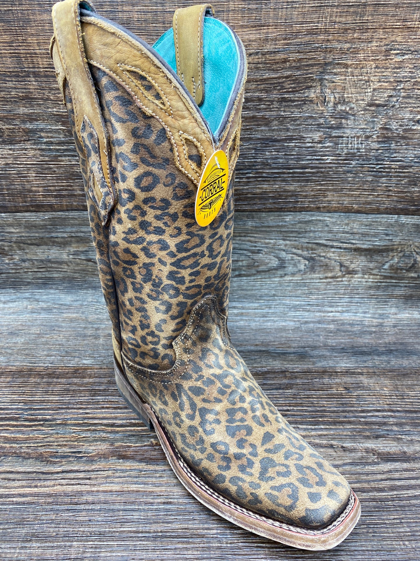 c3788 Women's Leopard Print Square Toe Western Boot by Corral
