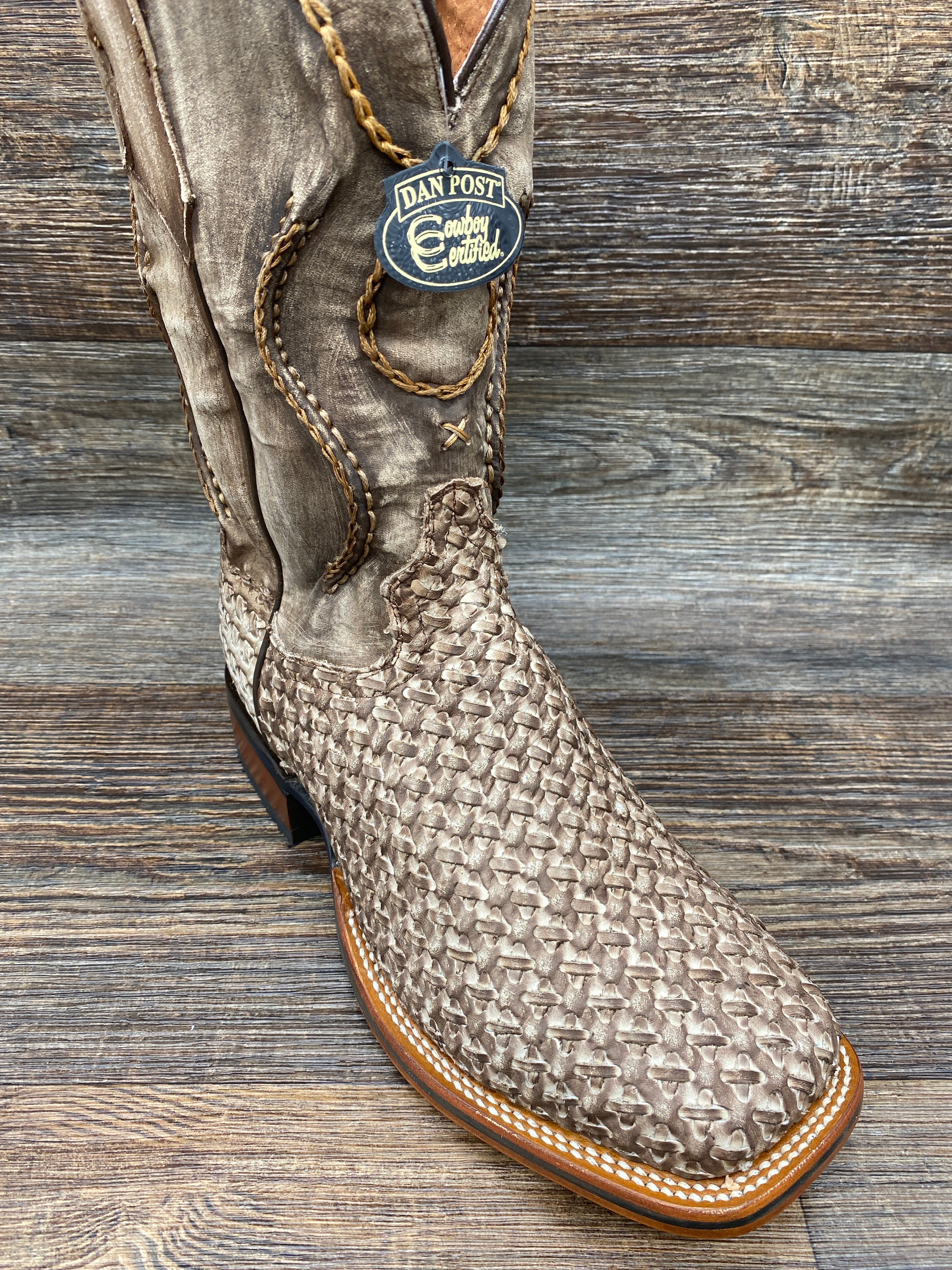 dp4903 Men's Stanley Square Toe Woven Leather Western Boot by Dan