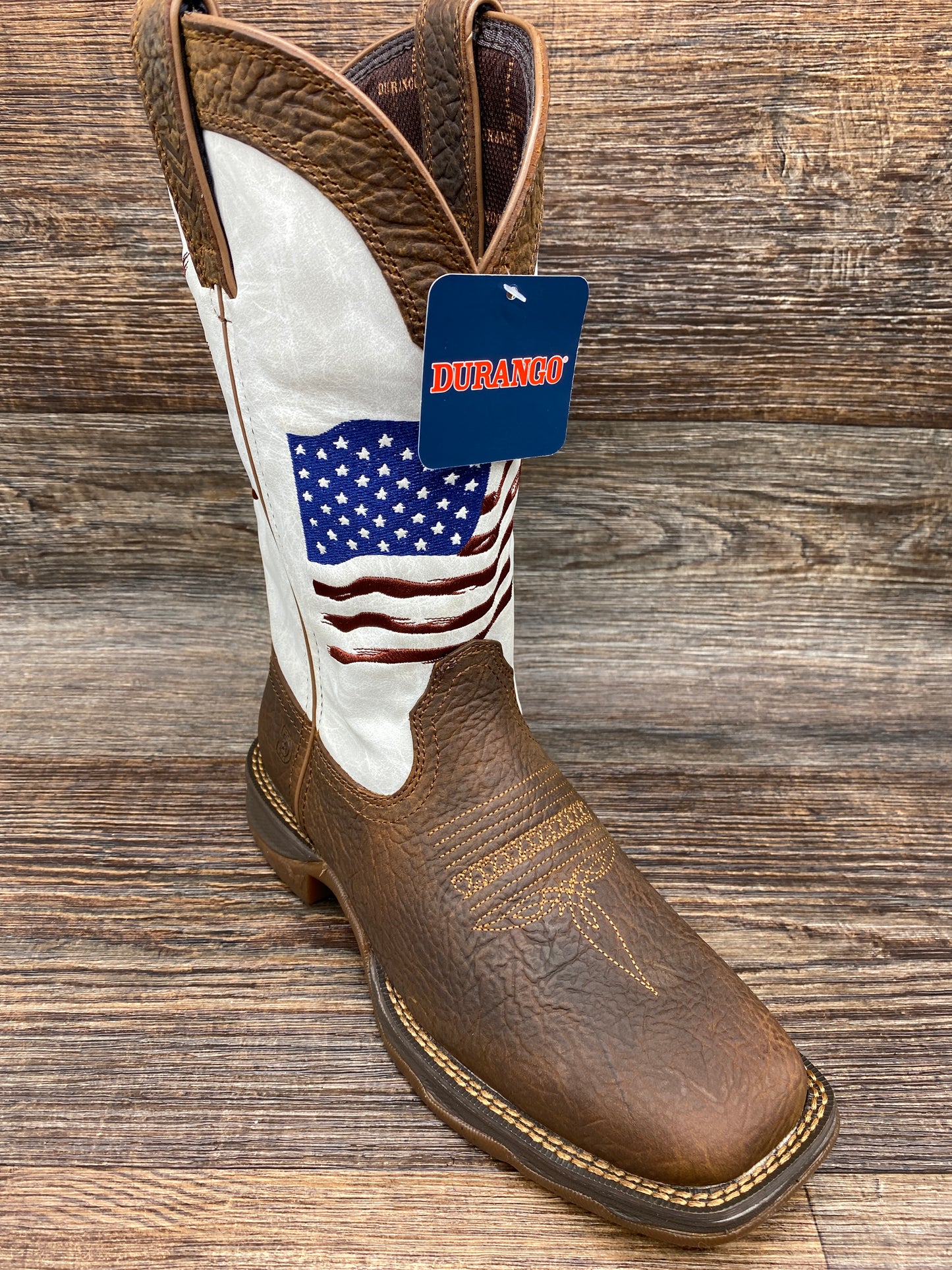 drd0394 Women's Lady Rebel Square Toe Distressed Flag Western Boot by Durango