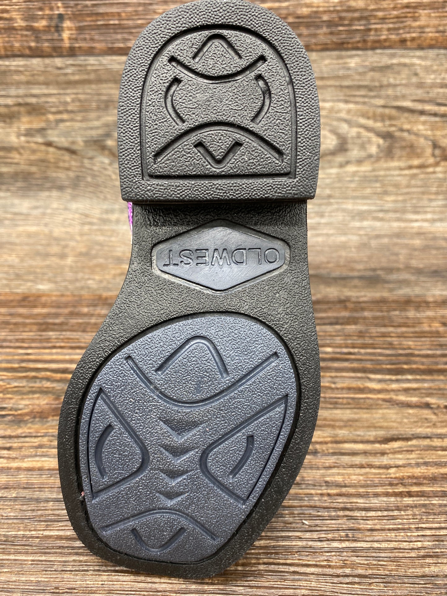 vb9151 Girl's Square Toe Western Boots - Flower Print Knit with Glitter Underlay by Jama Old West