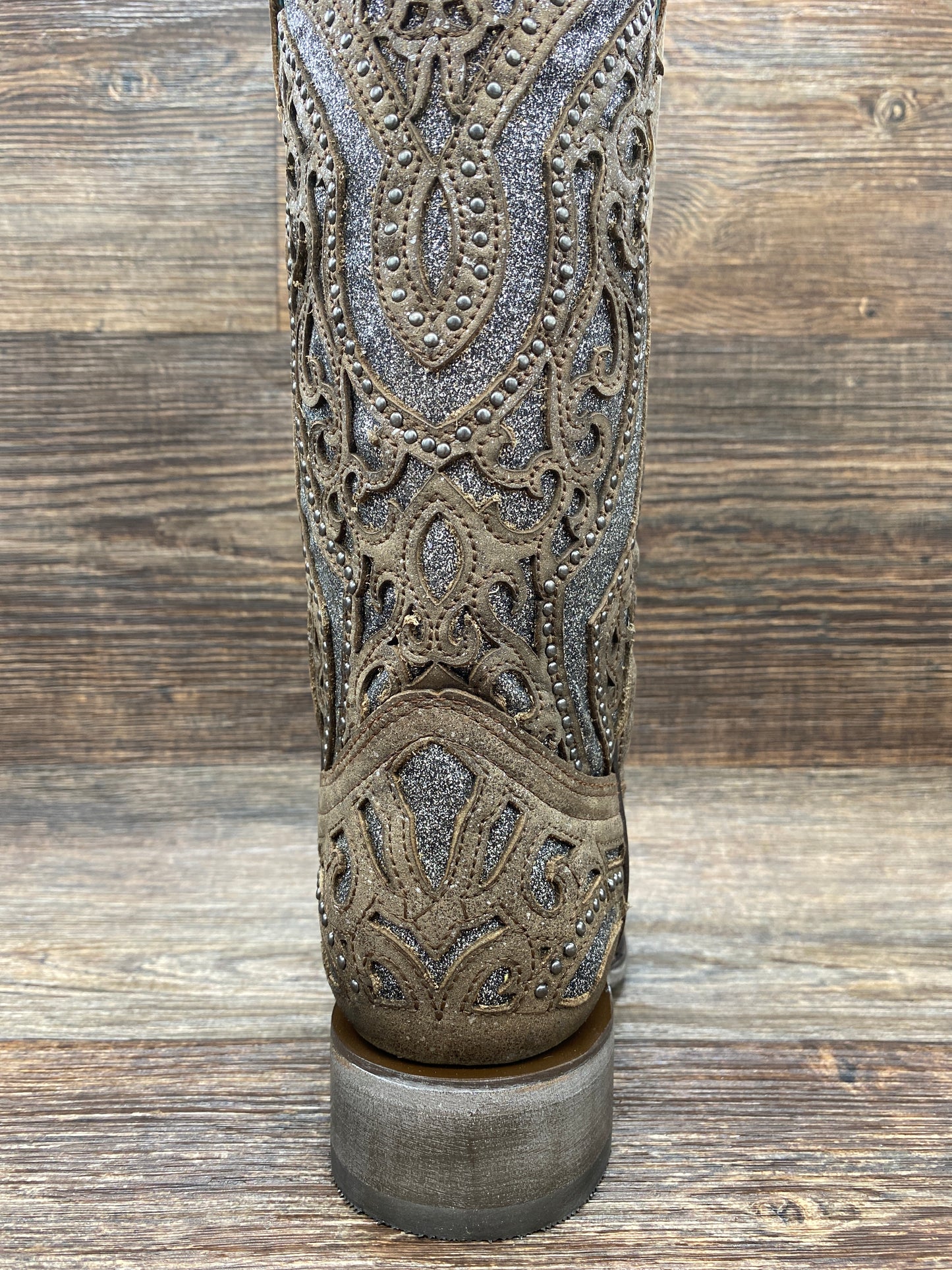 e1512 Women's Brown & Grey Glitter Inlay Square Toe Western Boot by Corral