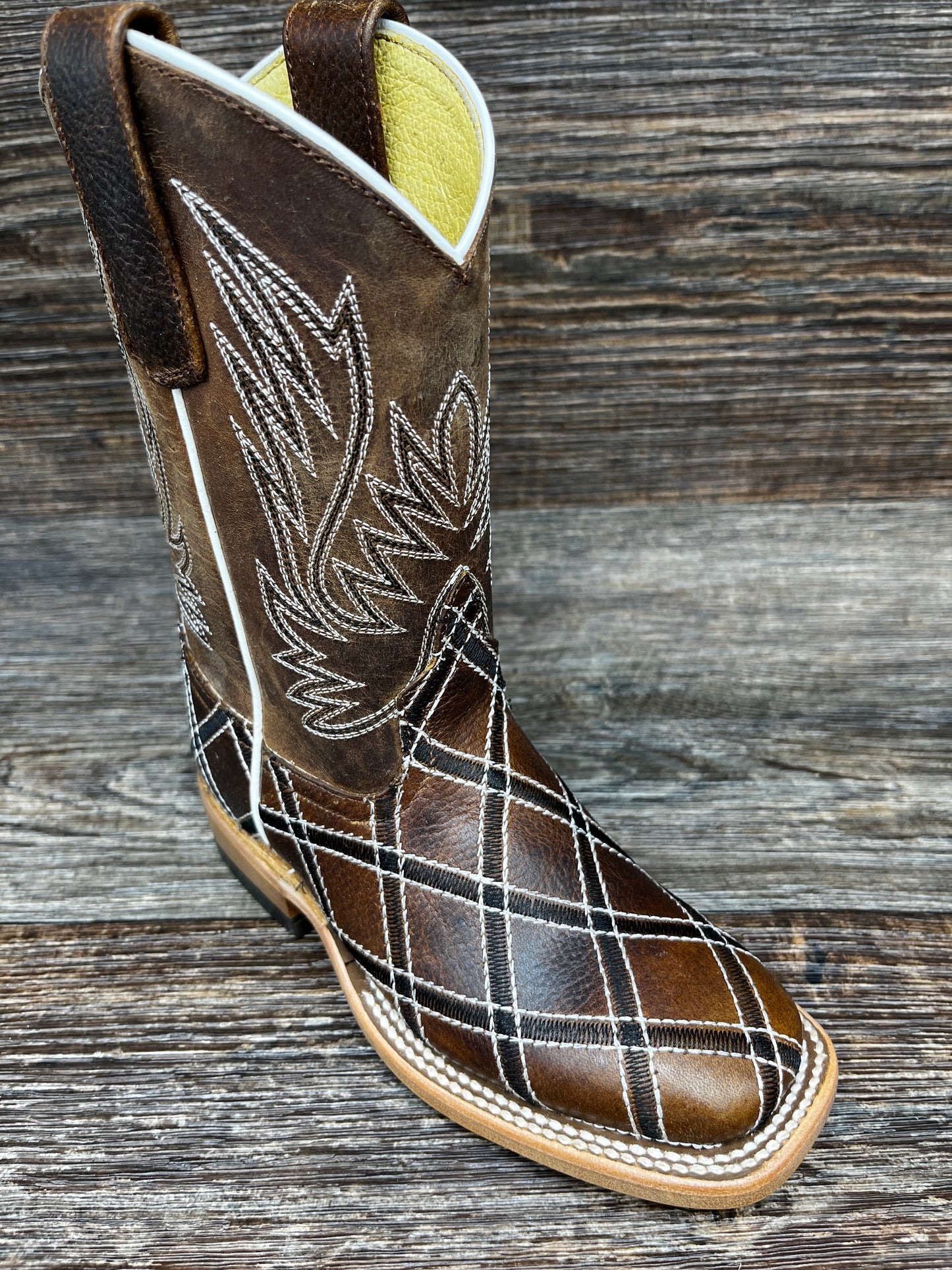 hpk1082 Kids Moka Sabotage Patch Square Toe Western Boot by Horse Power