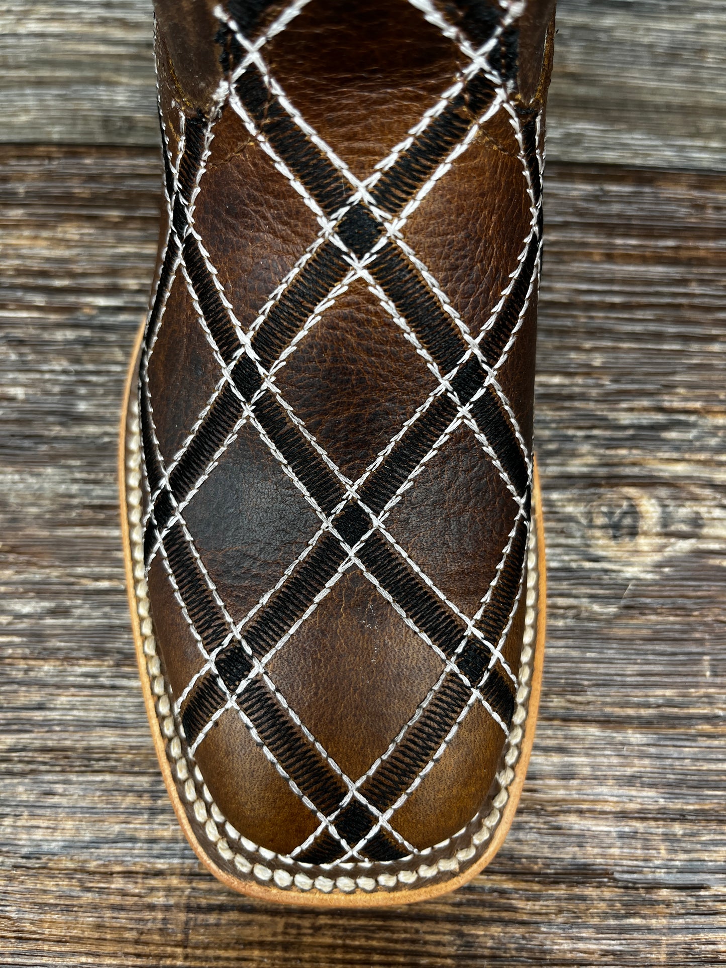 hpk1082 Kids Moka Sabotage Patch Square Toe Western Boot by Horse Power