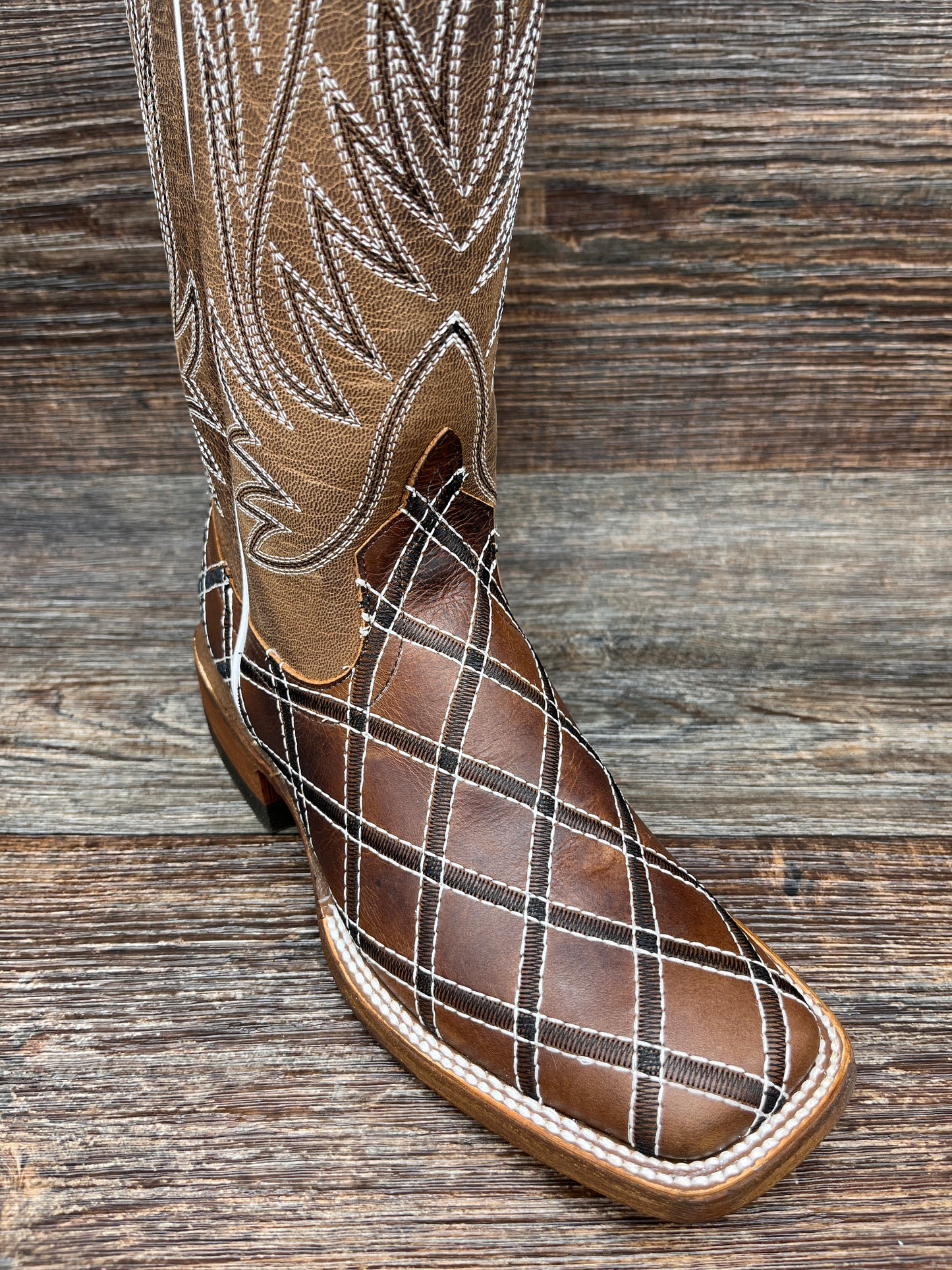 m9082 Women's Moka Sabotage Patch Square Toe Western Boot by Macie Bean