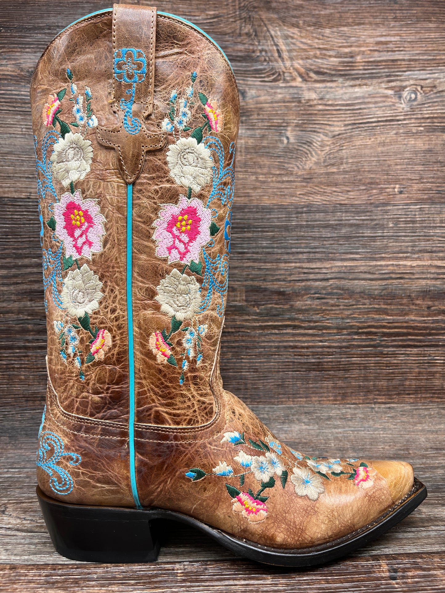 m8012 Ladies Floral Embroidery Snip Toe Western Boot by Macie Bean