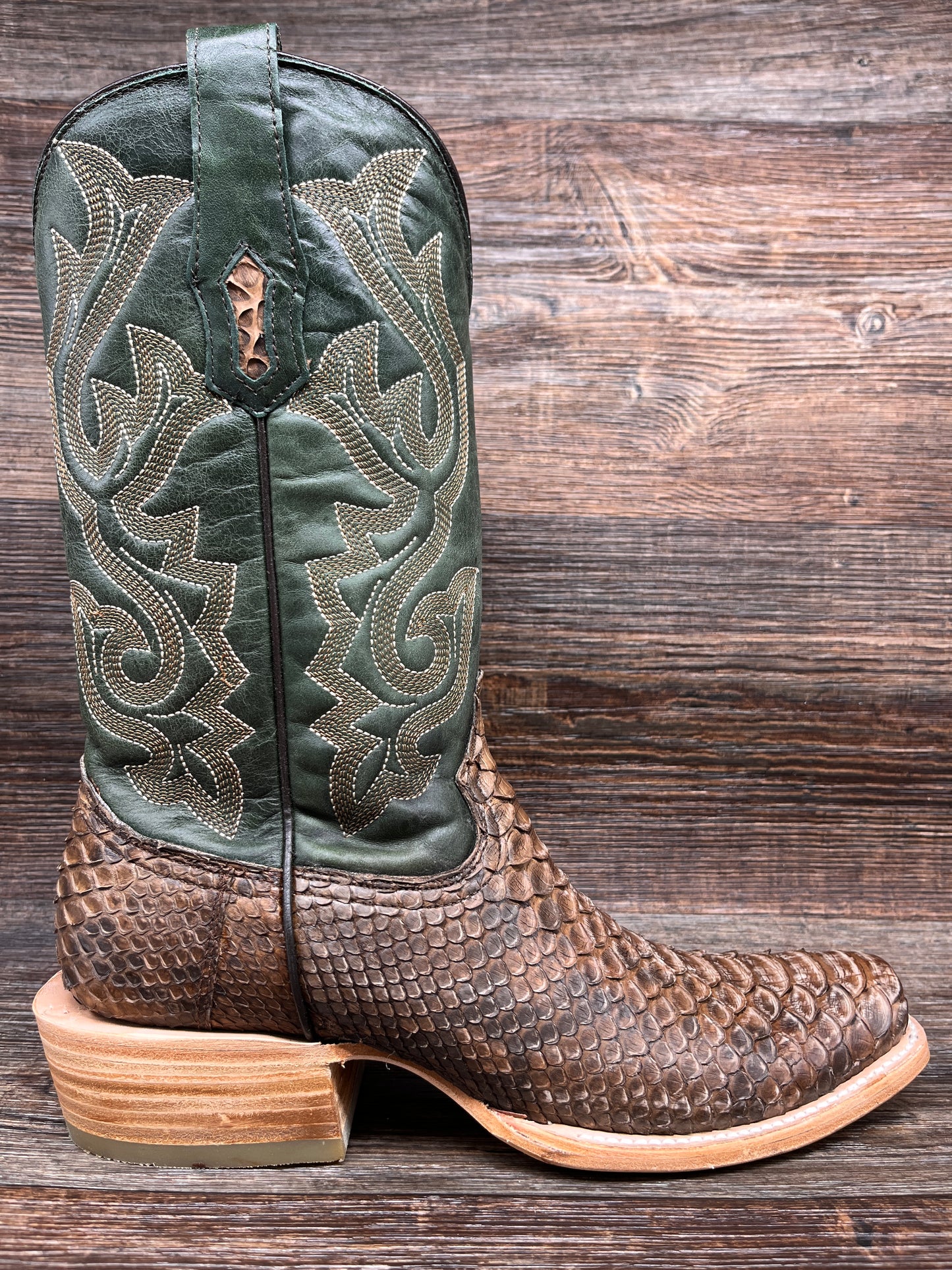a4287 Men's Light Brown Square Toe Genuine Python Skin Boot by Corral