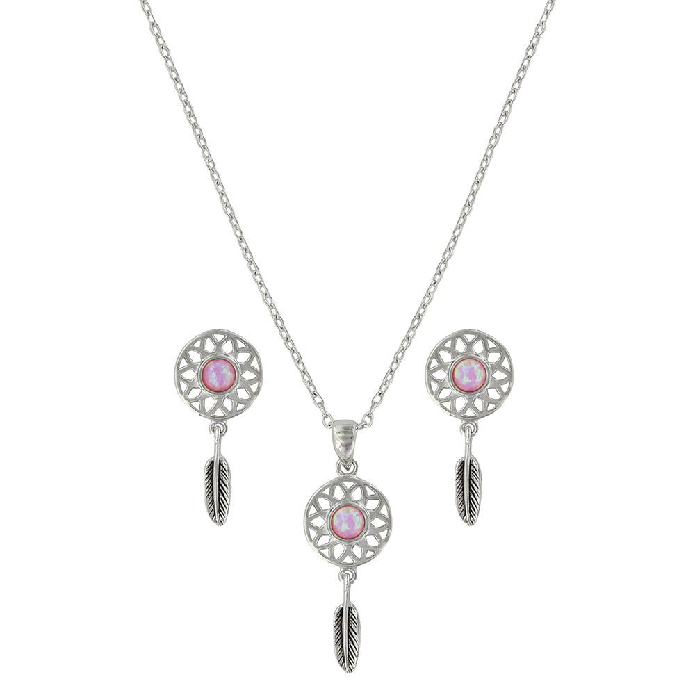 js3853 Pink Opal Dreamcatcher Jewelry Set by Montana Silversmiths