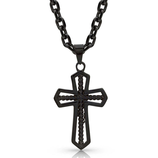 nc4025 Through the Darkest Night Cross Necklace by Montana Silversmiths