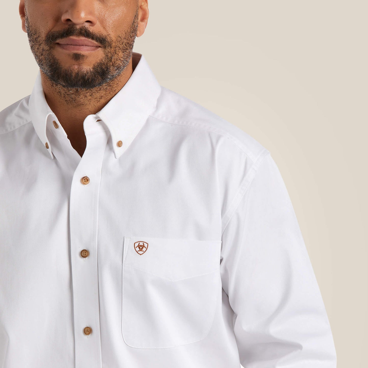 10000503 Men's White Solid Twill Classic Long Sleeve Shirt by Ariat