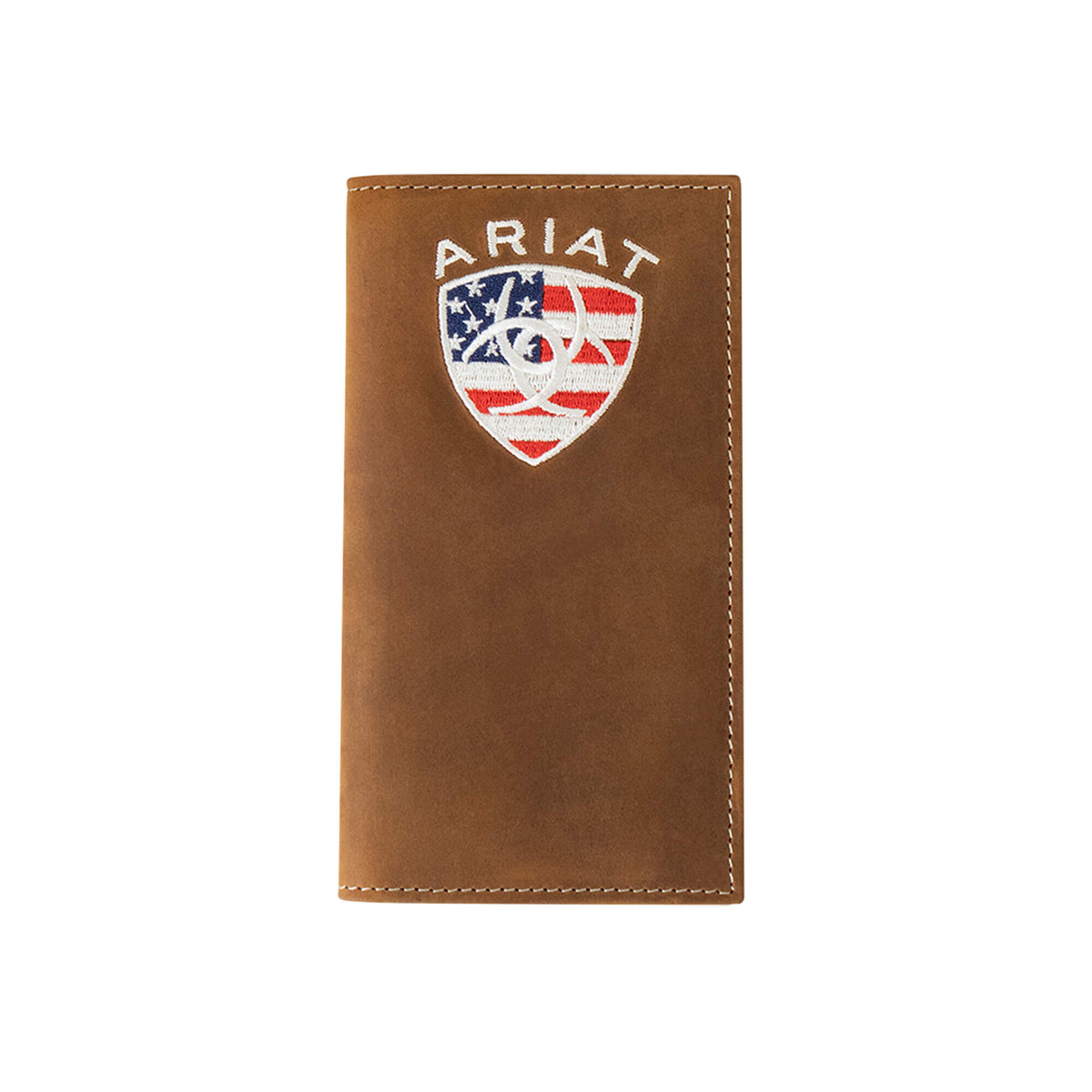 Men's Rodeo Wallet, Flag Shield, Brown by Ariat
