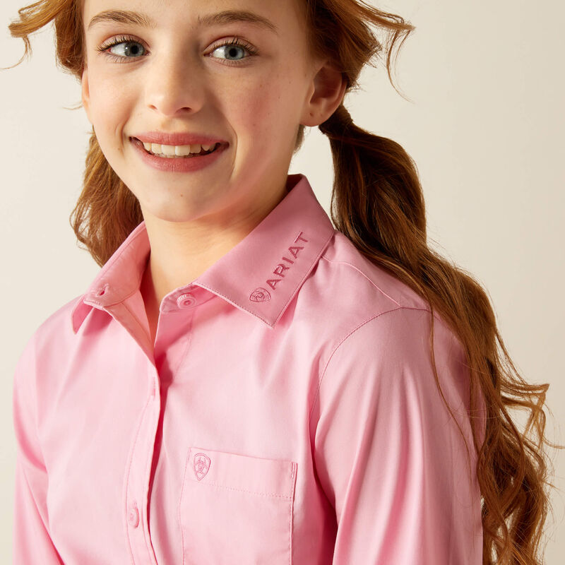 10053943 Girl's Team Kirby Long Sleeve Shirt in Prism Pink by Ariat