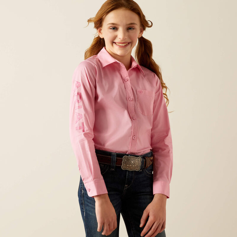 10053943 Girl's Team Kirby Long Sleeve Shirt in Prism Pink by Ariat