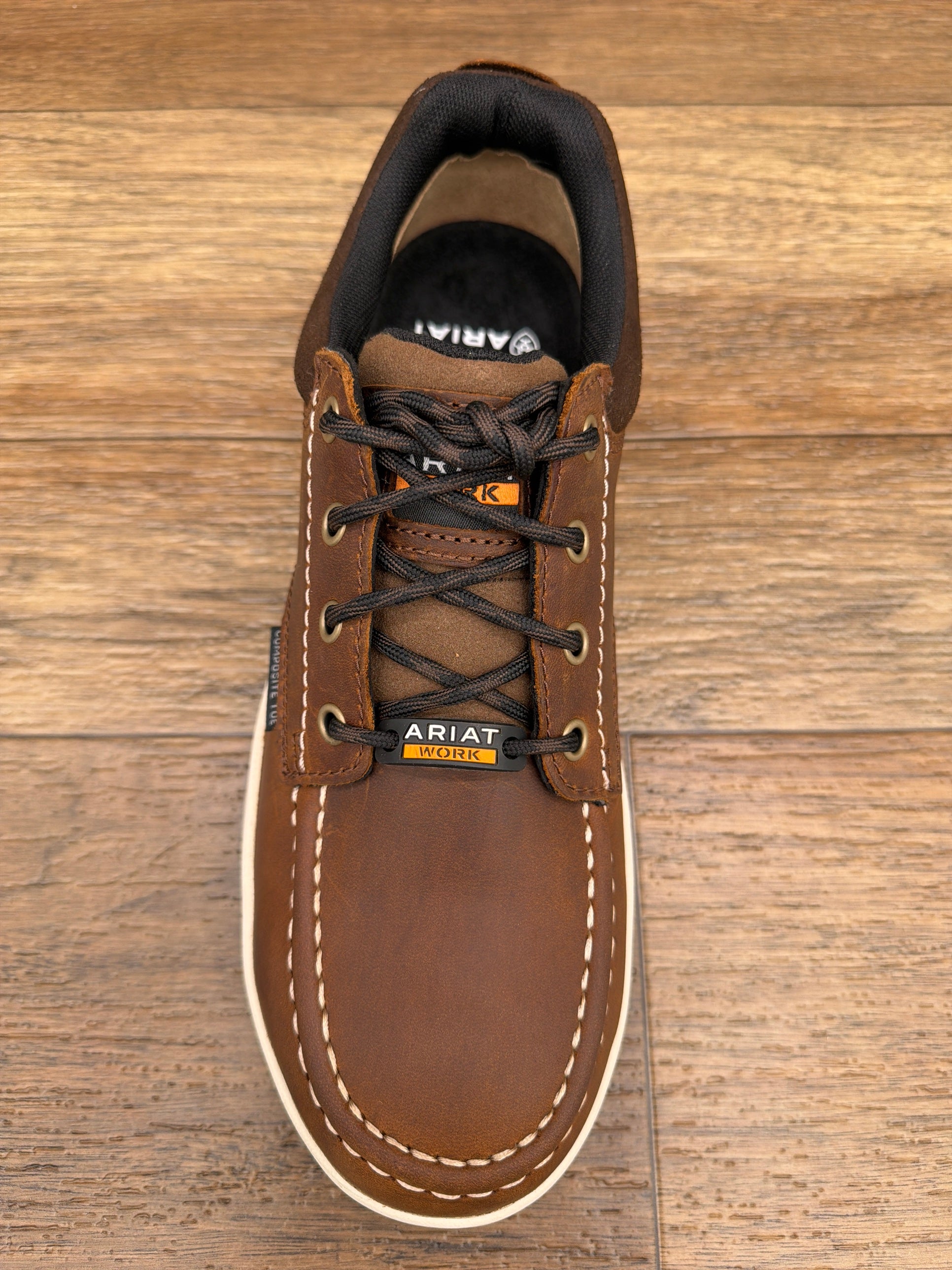 10080332 Men's Outmatch Composite Toe Work Shoe by Ariat - top view laced