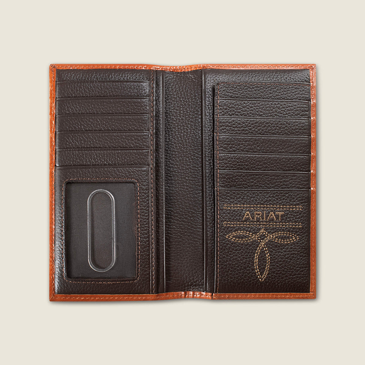 Men's Rodeo Wallet, Diamond Embossed, Brown by Ariat - back