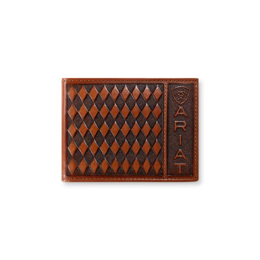 Men's Bifold Wallet, Diamond Embossed, Brown by Ariat