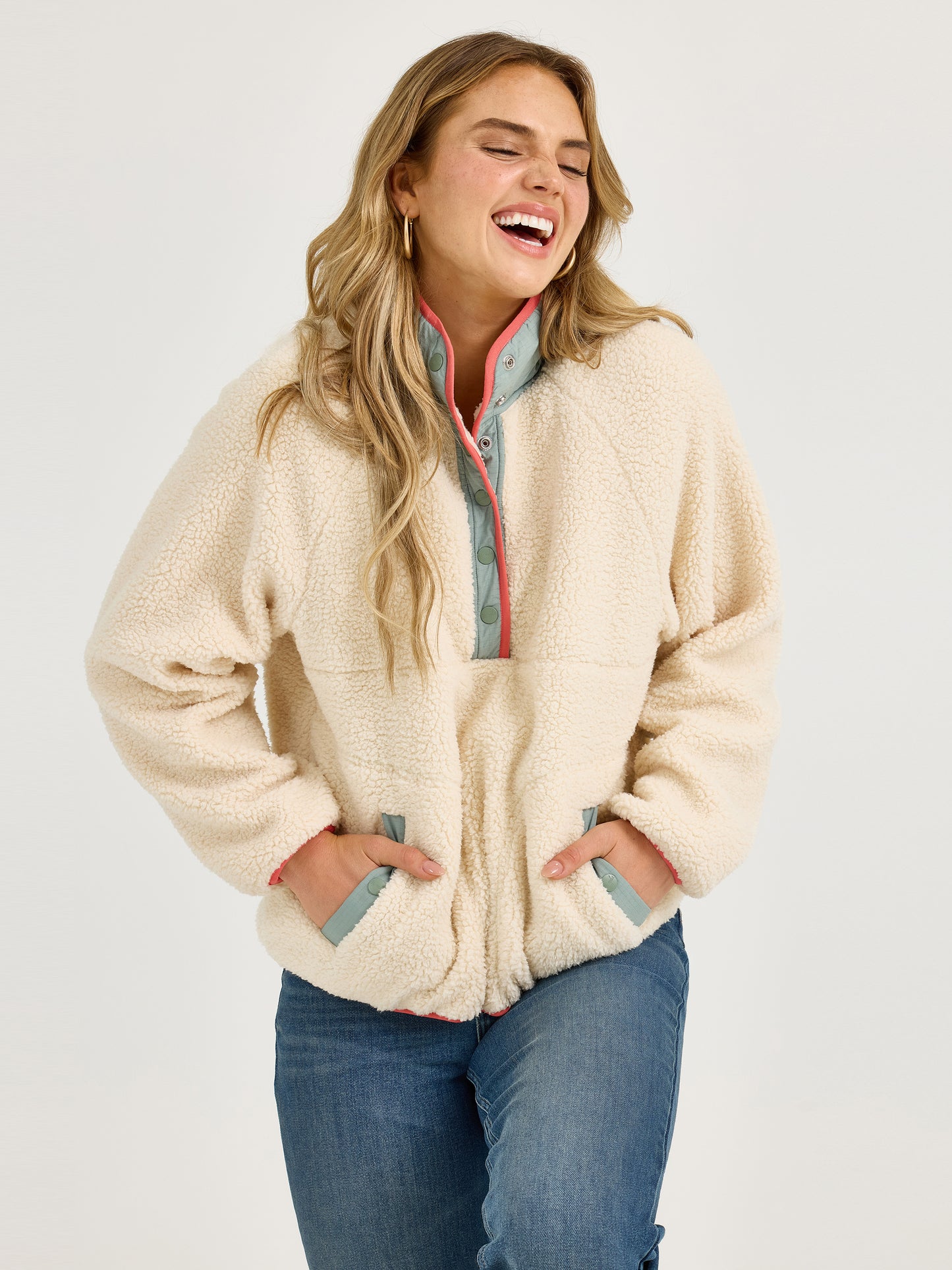2367339 Retro Punchy Sherpa Snap Pullover by Wrangler