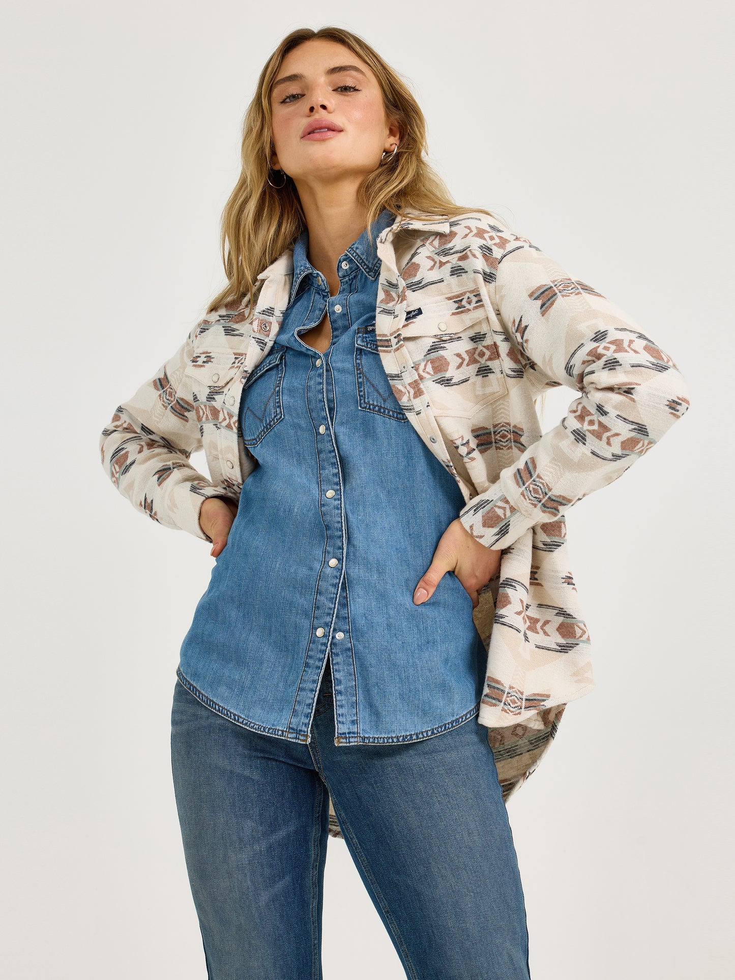2368056 Retro Punchy Unlined Boyfriend Shacket by Wrangler