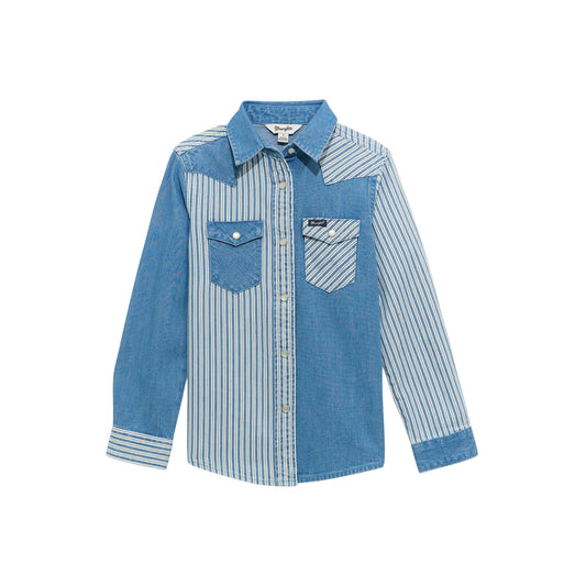 112374706 Girls Denim Snap Shirt by Wrangler