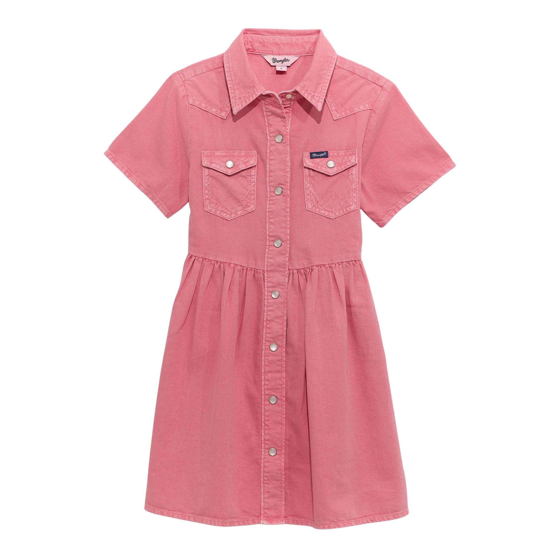 Wrangler Girls Colorwash Denim Western Snap Dress Pink Size XS