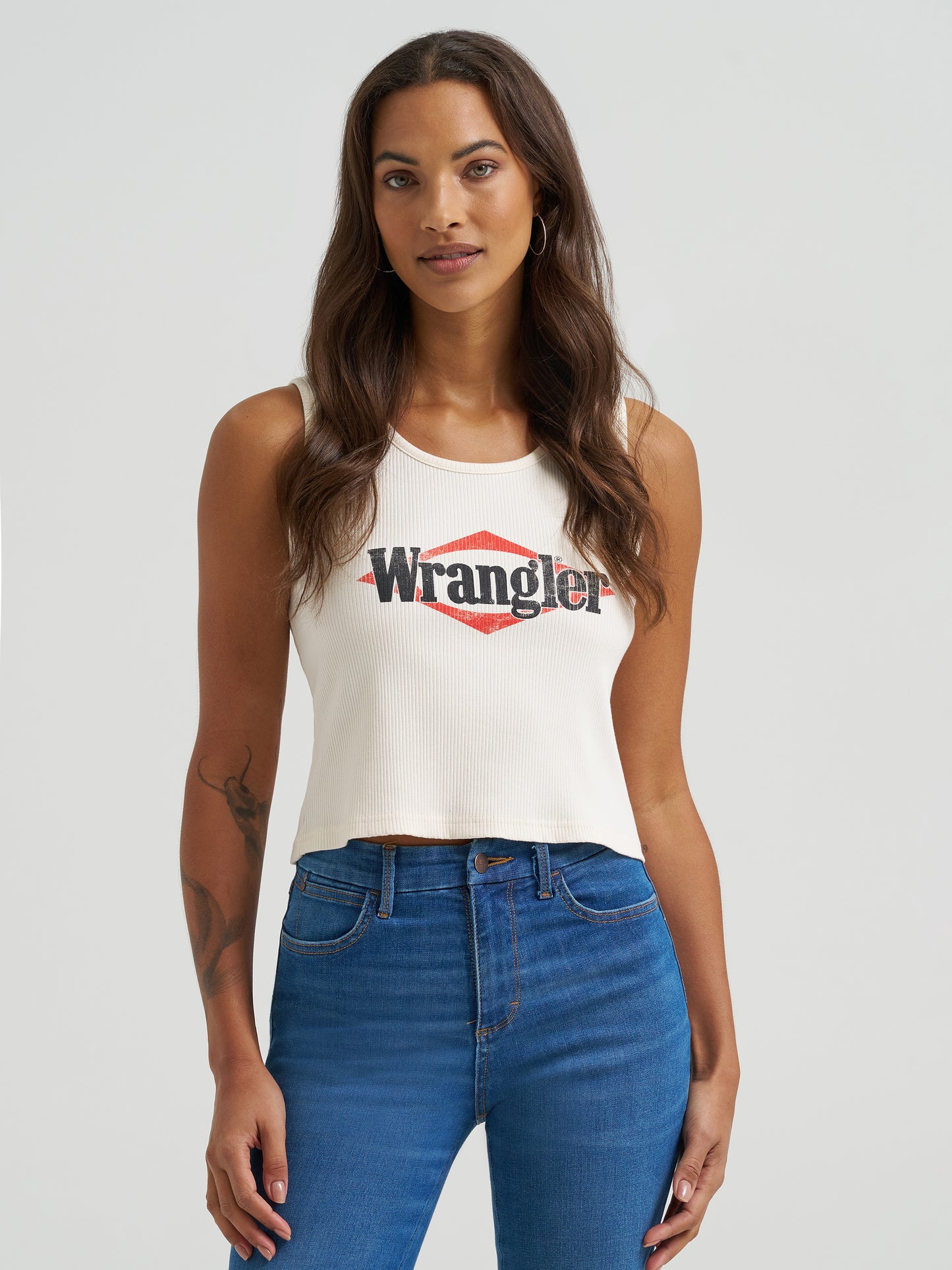 112375857 Women's Graphic Slim Crop Tank by Wangler
