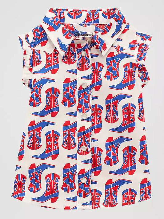 112379437 Baby Girl Sleeveless Snap Shirt by Wrangler