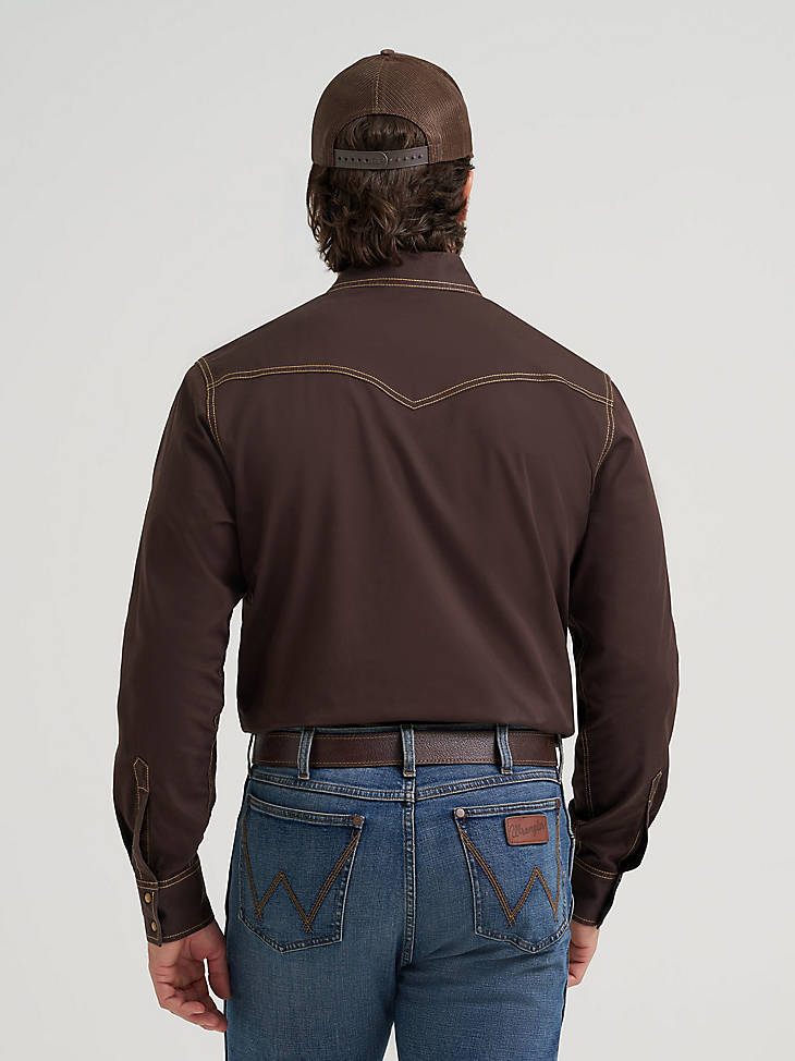 Wrangler Retro Premium Long Sleeve Snap Shirt - Modern Fit - Brown, alternate view