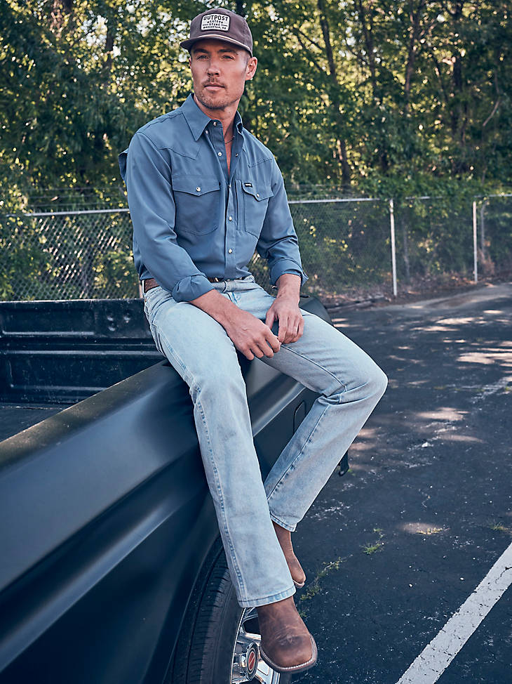 Wrangler Toughlite Cowboy Cut Original Fit Jeans in Light Wash - lifestyle
