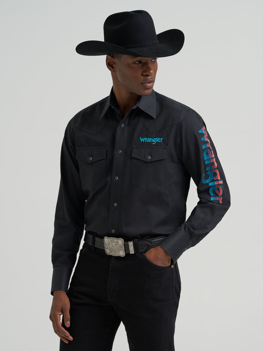 112381987 Men's Long Sleeve Snap Logo Shirt by Wrangler