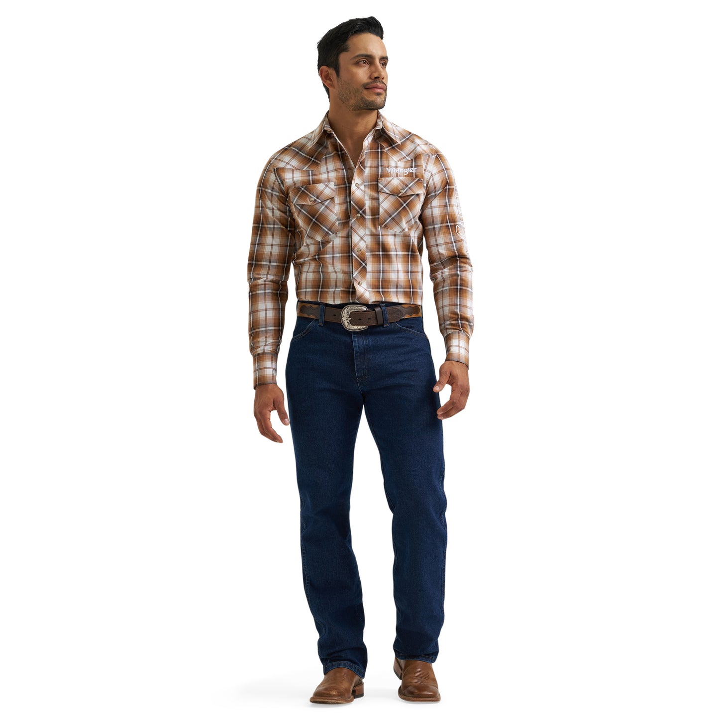 112381988 Men's Long Sleeve Snap Logo Shirt by Wrangler