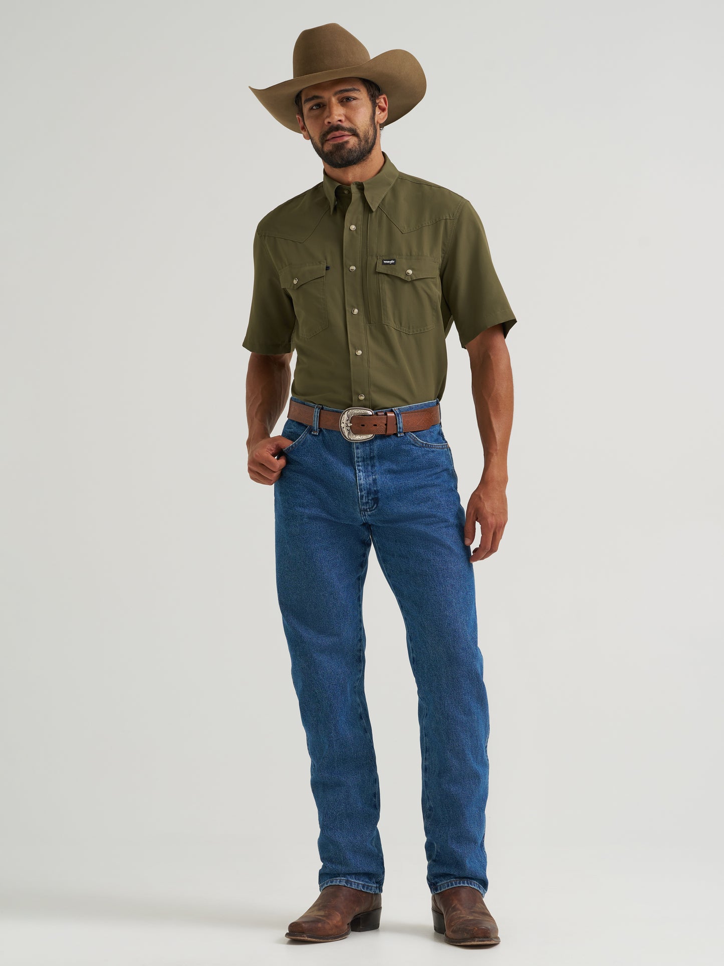 112382383 Men's Western Performance Short Sleeve Shirt by Wrangler