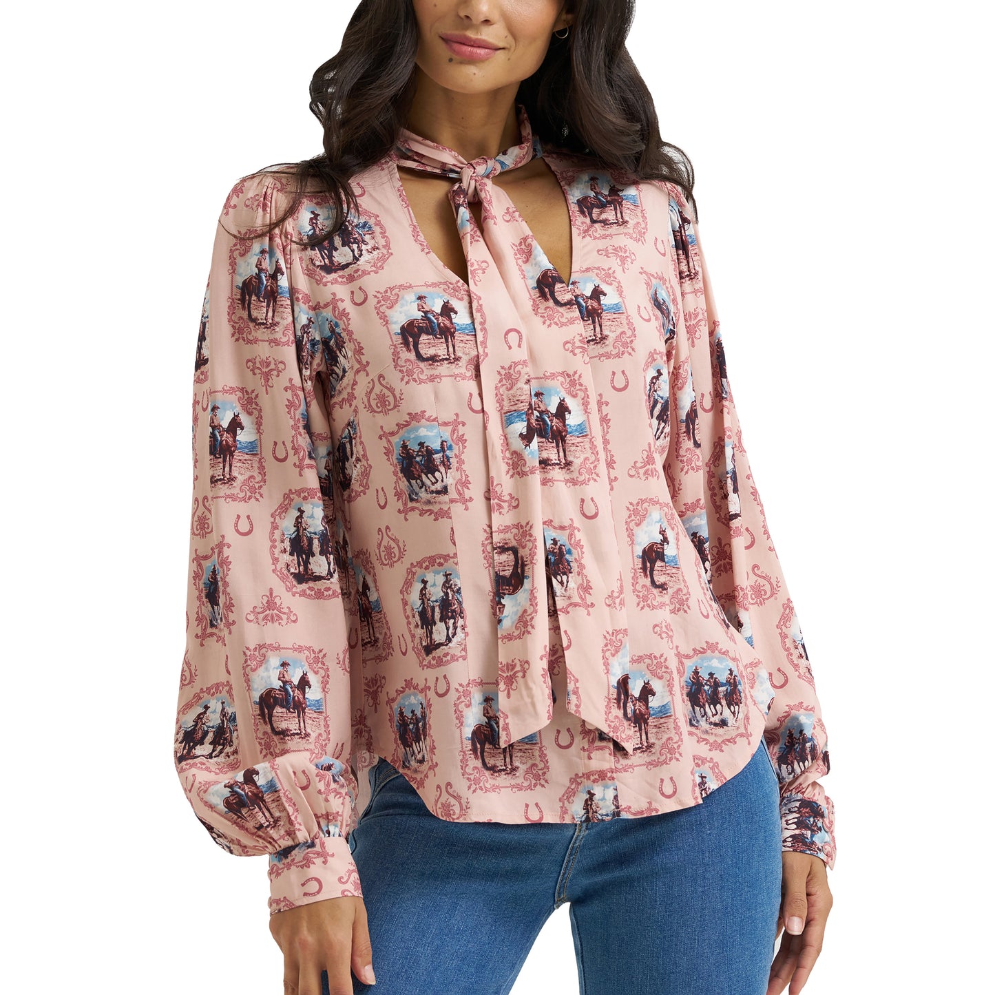 112382520 Women's Cameo Tie Neck Blouse by Wrangler