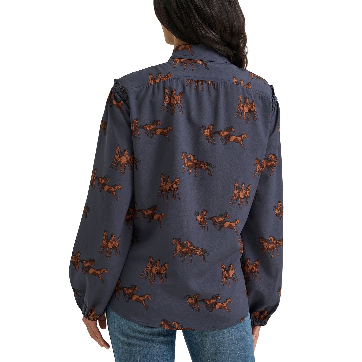 112382747 Women's Drapey Sleeve Button Up Blouse by Wrangler