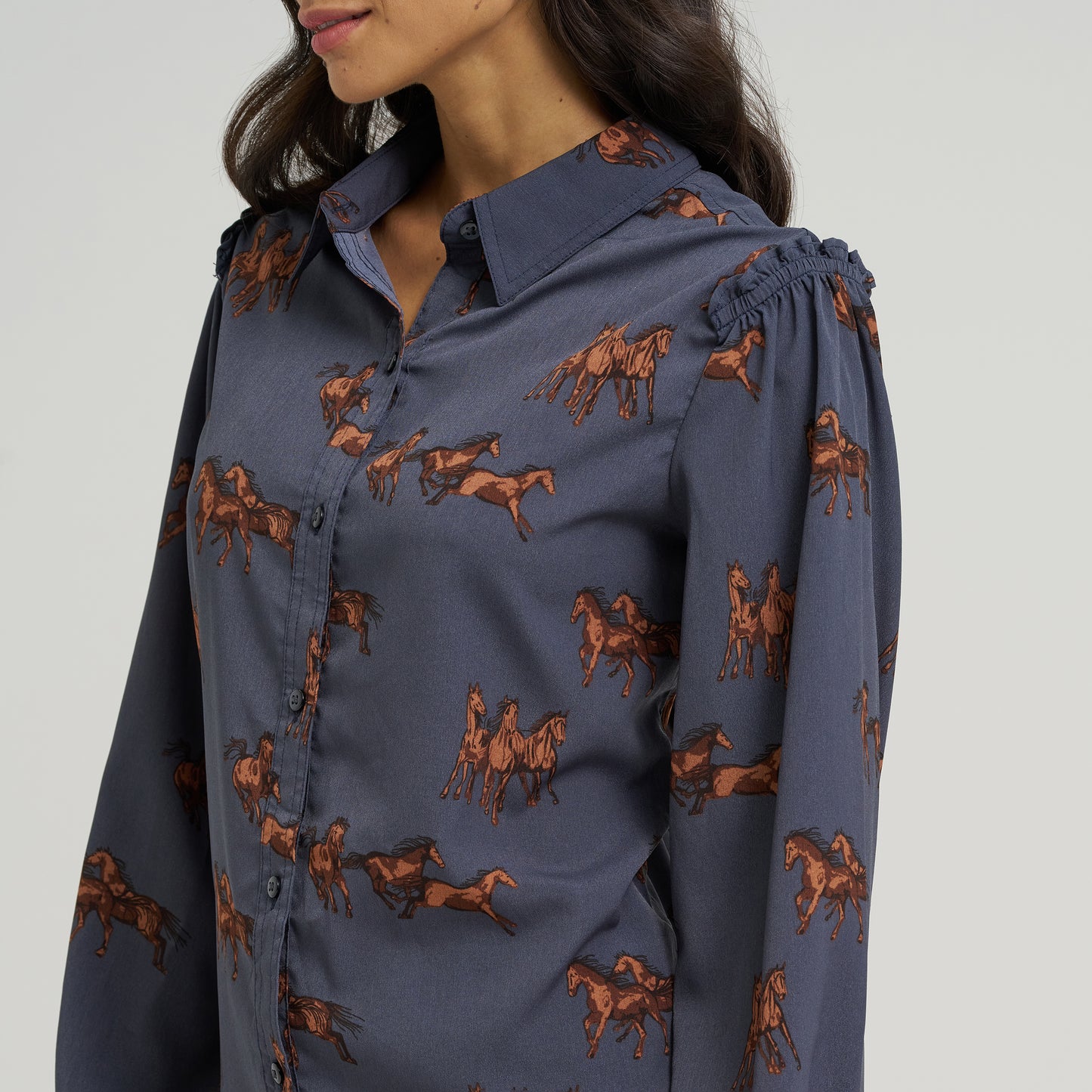 112382747 Women's Drapey Sleeve Button Up Blouse by Wrangler