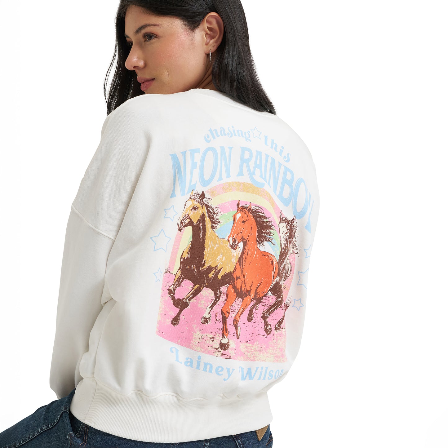 112382846 Women's Lainey Wilson Neon Rainbow Sweatshirt by Wrangler